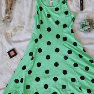 Minty Green and Black Polka-Dotted Dress